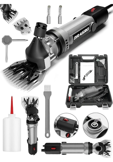 Dragro Alman Drg-4200w Devir Ayarli Bakir Sargili Çelik Şanzuman Koyun Keçi Kirkma Makinesi -greyy