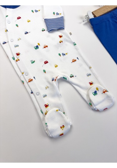 Sezgibaby Kale 4'lü Erkek Bebek Tulum Çoklu Set Mavi