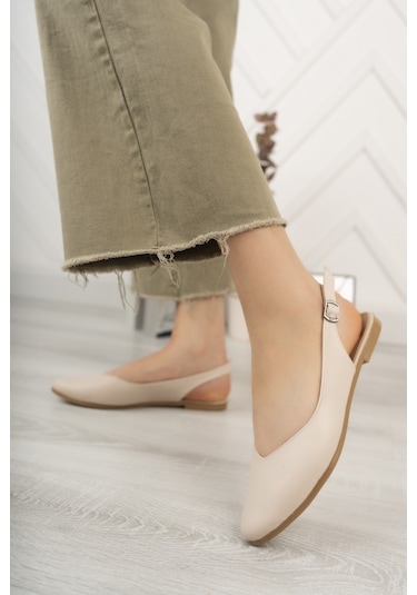 Kadın Misty Krem Cilt Arkası Acık Sivri Burun Günlük Babet-krem Krem