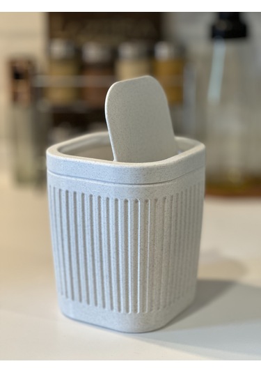 Marsel Dizayn Masaüstü Çöp Kutusu - 15cm - Açılır Kapanır - Mutfak-banyo-ofis İçin -mermer Beyaz Mermer