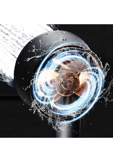 Qianfan Duş Başlığı Turbo Fan 5 Fonksiyonlu Duş Başlığı El Duşu Siyah