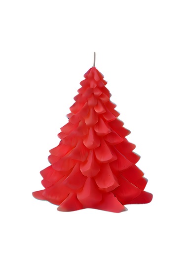 Büyük Kırmızı Dekoratif Yılbaşı Çam Ağacı Mum Kirmızı