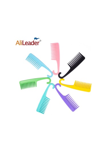 Ucuz Renkli Geniş Diş Az Saç Dökülmesi Tarak Saç Ürünleri Anti-statik Duş Tarağı Detangle Saç Tarak Kanca Fırçası Ile Kadınlar Için
