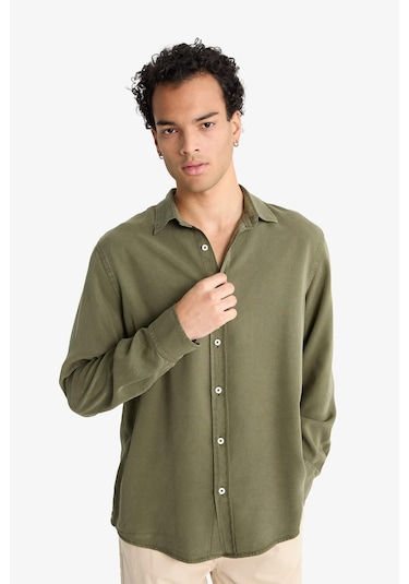 Defacto Regular Fit Twill Uzun Kollu Gömlek G0406ax25aukh438 Haki