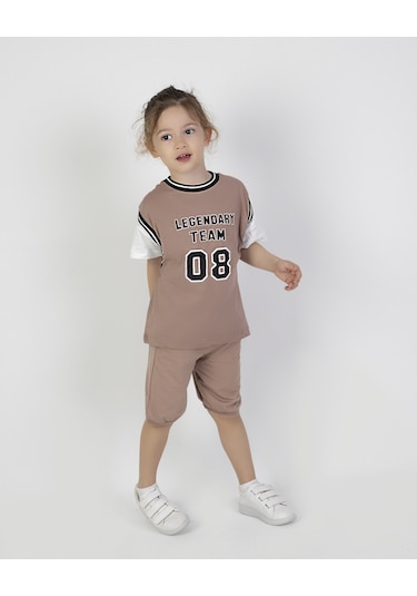 Erkek Çocuk Legendary Baskılı Kısa Kollu Diz Altı Basketball Şortlu Basic Takım 2-5 Yaş 001