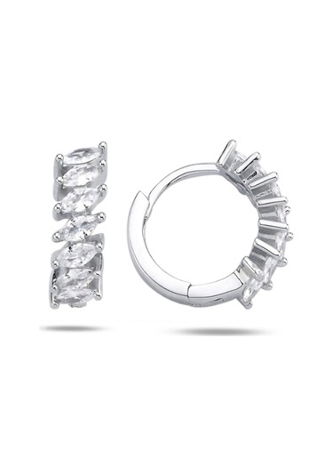 Brezza Lusso Jewelry Markiz Kesim Minimal Halka Kadın Gümüş Küpe 15 Mm