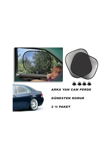Oto Yan Cam Perde Güneşlik Vakumlu 2 Adet