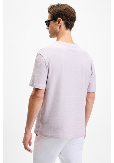 Grımelange Noır Erkek%100 Organik Pamuk Bisiklet Yaka Kısa Kol Regular Lila T-shirt Lila