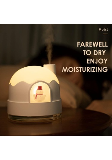 Geeroyoo 350ml Usb Mikro Nemlendirici Ve Gece Lambası - Sessiz Çalışma, Sürekli/aralıklı Buhar Modu, Ev/ofis Kullanıma Uygun Beyaz/pembe