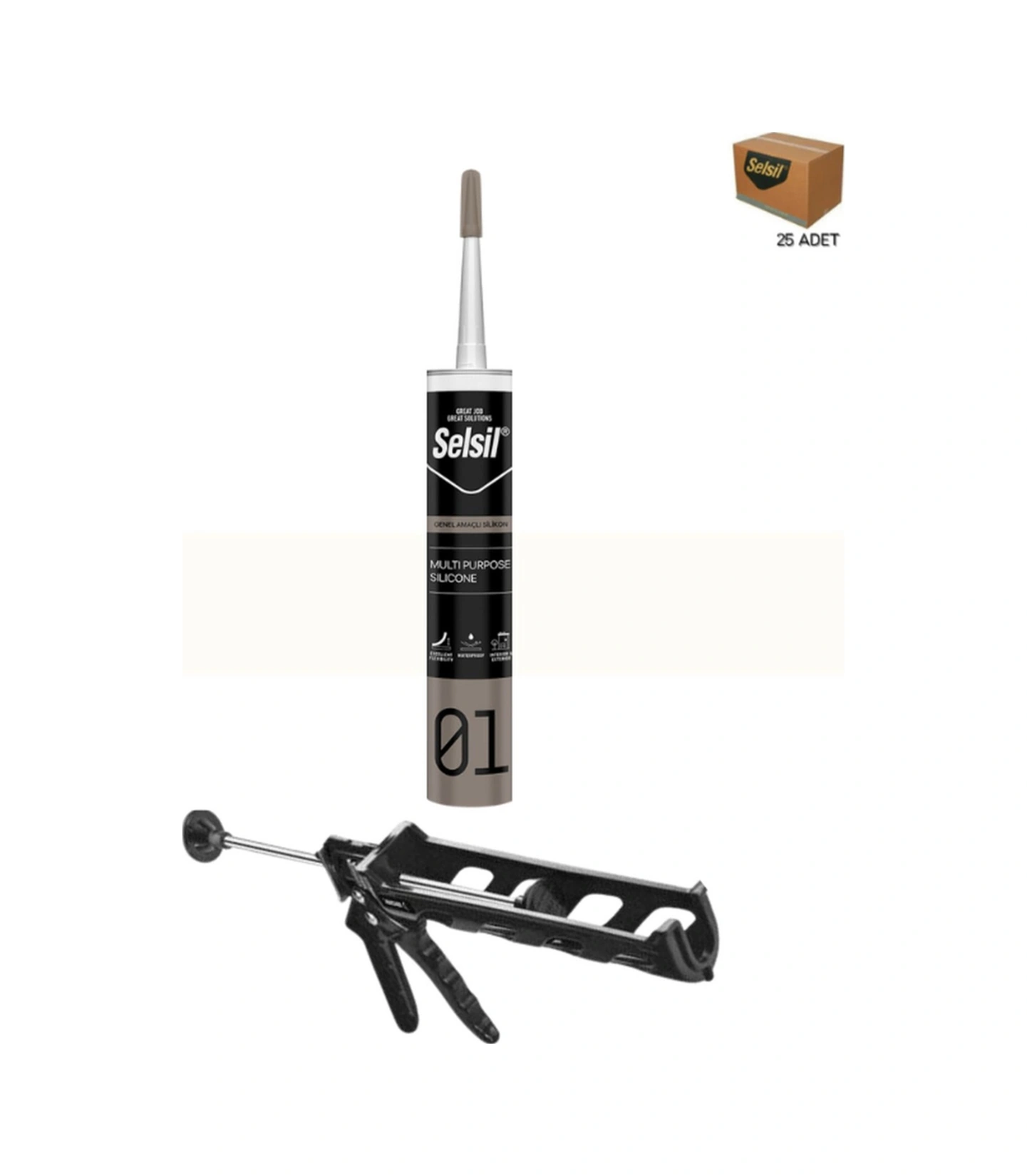 Selsil Ga Silikon 280 Gr. Şeffaf 25 Adet , Plastik Tabanca Şeffaf