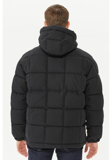 Timberland Progressive Utility Pullover Puffer Erkek 1/2 Fermuarlı Kapüşonlu Şişme Mont Siyah