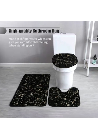 Neevoyu Beyaz Yumuşak Polyester Banyo Seti: Su Emici Banyo Halısı, Tuvalet Örtüsü Ve U Şekilli Paspas - Kaymazsız Tabanlı, Kolay Temizlenir Beyaz