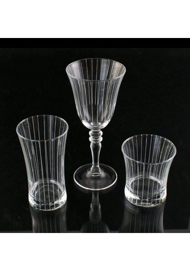 Sofra Takımı Hd Çizgi Dekor 014-055-141 18 Parça 6 Kişilik Şeffaf