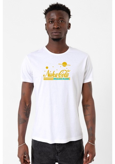 Fallout Nukacola Quantum Beyaz Erkek Bisikletyaka Tshirt Çok Renkli