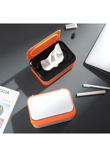 Beyaz Gri-taşınabilir Kağıt Mendil Kapaklı Kutu Toz Geçirmez Kapak Islak Mendil Dağıtıcı Ev Ofis Maskesi Saklama Kutusu Mühürlü Organizatör