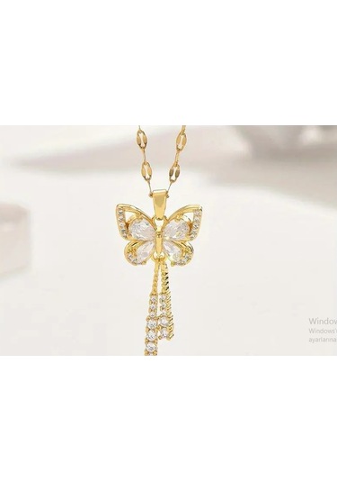 Shinefly Altın Kaplama Kelebek Püskül Kolye-sevdiklerinize Ve Kendinize En Özel Hediye Altın