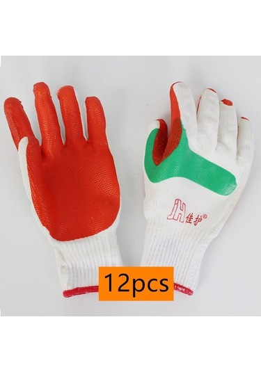 Tangshopping 12pcs Kaymaz Aşınmaya Dayanıklı Emek Koruma Eldivenleri Şantiye Inşaat Işleri Kalınlaşma Soğuk Geçirmez Bahçe Ev Kırmızı8