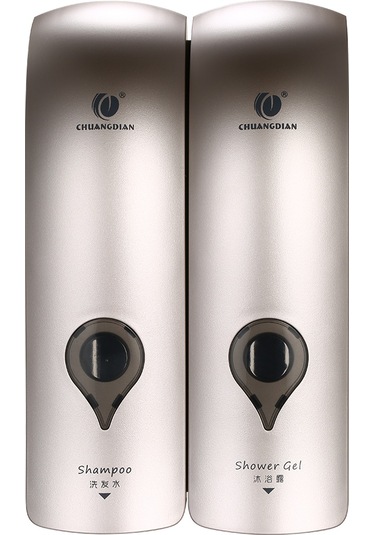 Leezsing Chuangdıan 300ml 2 Delme Yok Duvara Monte Çift Başlıklı Manuel Sabunluk Banyo Duş Jeli Sıvı Şampuan Dağıtıcı Tutucu--şampanya Altını