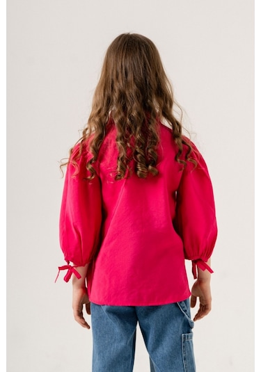 Kız Çocuk Taş Püsküllü Gömlek 3124 Fuşya