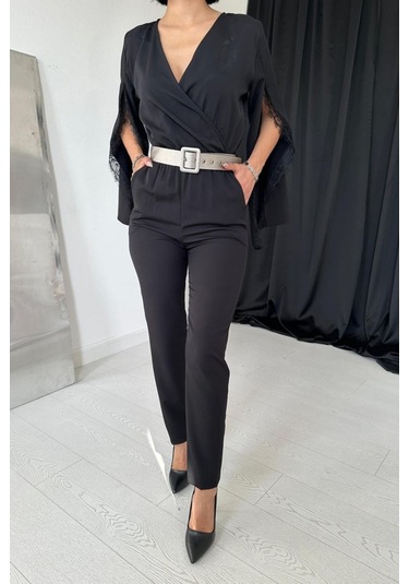 Siyah Yırtmaçlı Tulum Siyah