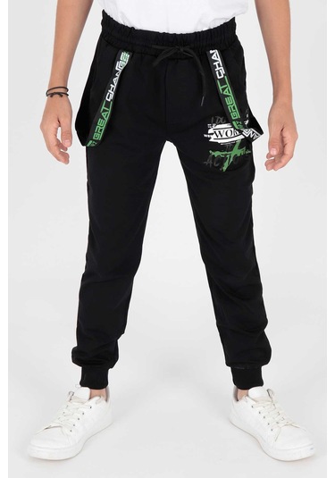 Ahengim Erkek Çocuk Works Baskılı Trend Eşofman Altı Ak2104 Siyah-yeşil Siyah - Yeşil