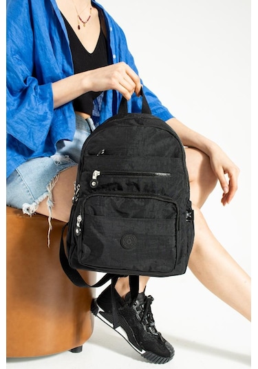 Klinkır Kadın Sırt Çantası Hafif Su İtici Kumaş Günlük Kullanım İçin İdeal 37 27 Cm Anne Bebek Çanta Siyah