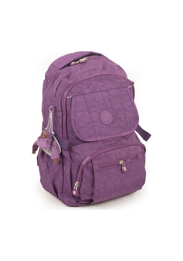 571 Krinkıl / Klinkır Su Geçirmez Hafif Çok Gözlü Orta Boy Okul, Spor, Sırt Çantası Mor 3d