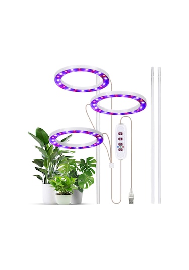 İç Mekan Bitkileri İçin Büyütme Işıkları 3 Kafa 4.8 W Kırmızı Mavi Işık