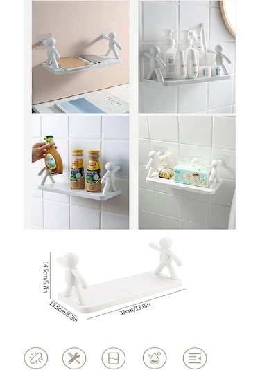 Kendinden Yapışkanlı Craft Banyo Rafı Baharatlık Mutfak Organizer Duvara Monte Raf Düzenleyici 6 Adet Çok Renkli