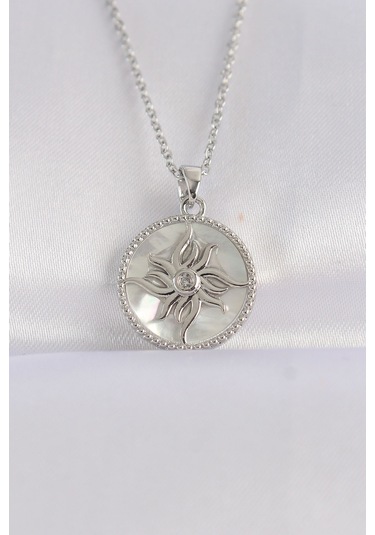 Ezoconcept 316l Çelik Zincir Gümüş Renk Oval Tasarımlı Güneş Kolye Çok Renkli