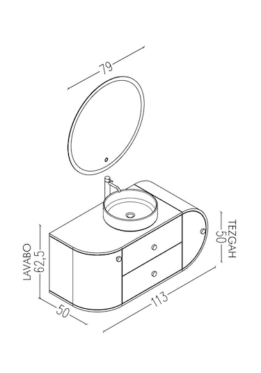 Fantasia 115 CM Beyaz Lavabolu Banyo Dolabı Beyaz