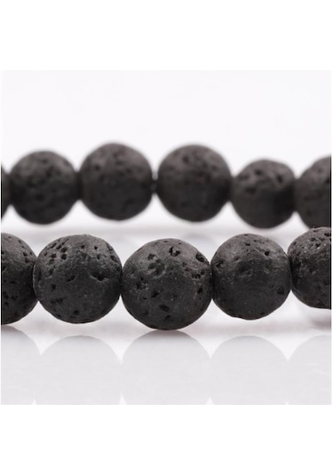 Tesbih Sakarya Lav Taşı Doğaltaş Unisex Bileklik Siyah