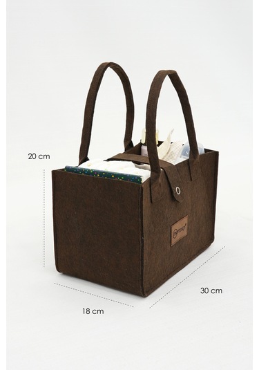 Mordesign Taşınabilir Keçe Çanta Yenidoğan Alt Açma Kadın Çantası Ev ve Seyahat Düzenleyici Organizer Kahverengi