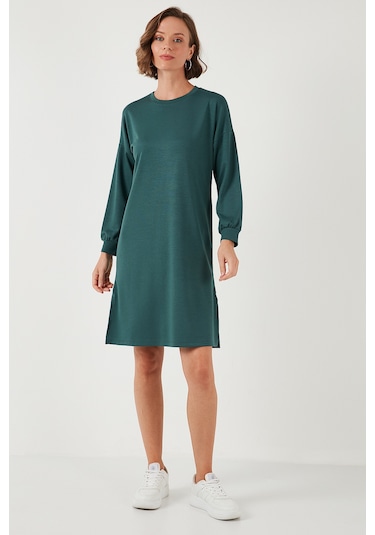 Lela Modest Oysho Kumaş Relaxed Fit Yırtmaçlı Bayan Tunik 5865878 Nefti