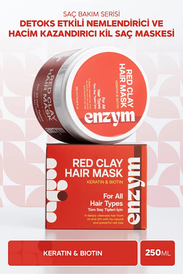 Enzym Cosmetics Kırmızı Kil Saç Maskesi 250 Ml