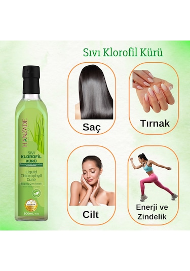 Hanzade Bitkisel Sıvı Klorofil Kürü Cam 3 x 500 ML