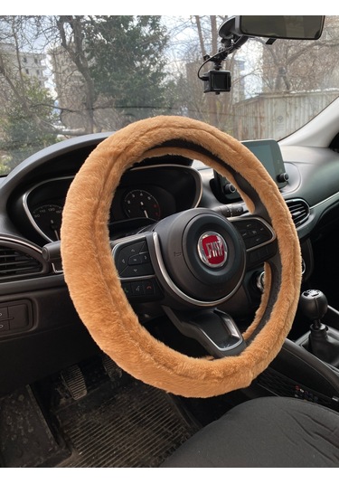 Yumuşak Tüylü Peluş Direksiyon Kılıfı Kahverengi Kahverengi