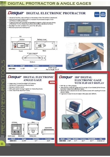 Dasqua 8400-0000 Açılır Ekranlı 180 Derece Dijital Açı Ölçer