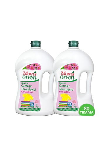 Mom's Green Bitkisel Çamaşır Temizleyici Kır Çiçekleri 80 Yıkama 2 x 1500 ML
