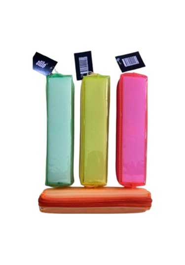 Stilo Şeffaf Kalem Kutusu Tek Gözlü Neon Renkler - 2 Adet Çok Renkli