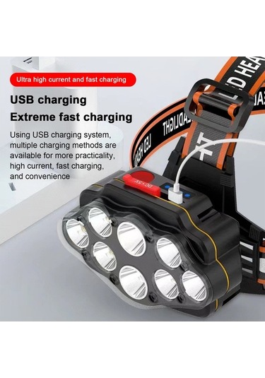 Dancemonkey 8 Led Şarjlı Kafa Lambası - 4 Modlu, Ipx7 Su Geçirmez, Ayarlanabilir Band, Siyah Siyah