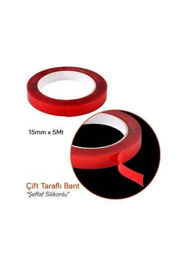 Carpi 15 Mm x 5 Mt Çift Taraflı Silikonlu Bant Şeffaf Br6570173