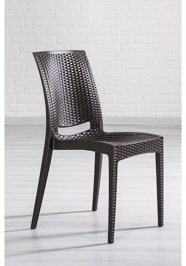 Rattan Large Camlı Kahve Masa Takımı Bahçe&balkon 1 Camlı Masa + Kahverengi