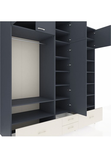 Kronos Dolap 18 Raflı 4 Çekmeceli Tek Askılı 220x59x243 Antrasit-antrasit/aytaşı Antrasıt/aytası Kronos Dolap 18 Raflı 4 Çekmeceli Tek Askılı 220x59x243 Antrasit-antrasit/aytaşı Antrasıt/aytası