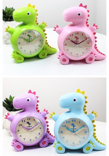 Saytay Çocuk Saati, Çizgi Film Çalar Saat Dinozor Saat Gece Lambası, Öğrenci Çocuk Ev Dekorasyonu Masa Saati Yeşil Hy Diğer