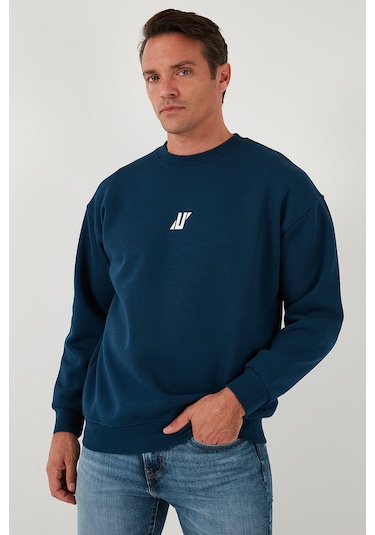 Buratti Regular Fit Bisiklet Yaka Pamuklu Içi Tüylü Yumuşak Şardonlu Erkek Sweat 5905405 Indigo