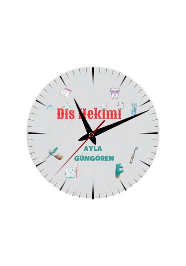 Diş Hekimine Hediye Duvar Saati Cam Duvar Saati Mm2932-16 Çok Renkli