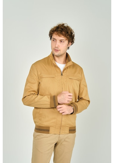 Daynax Erkek Hakim Yaka Fermuarlı Cep Detaylı Mevsimlik Spor Mont 4500 Camel Camel