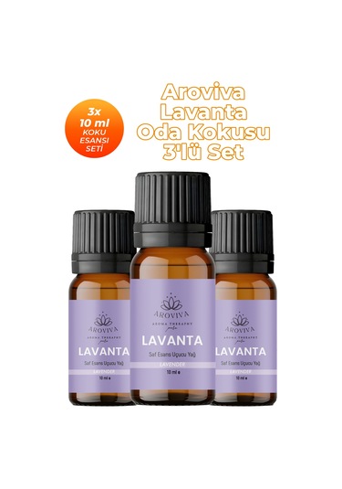 Lavanta Oda Kokusu 3'lü Set- Doğal Esansiyel Uçucu Yağ, Difüzör Esansı, Buhurdanlık Yağı Lavanta