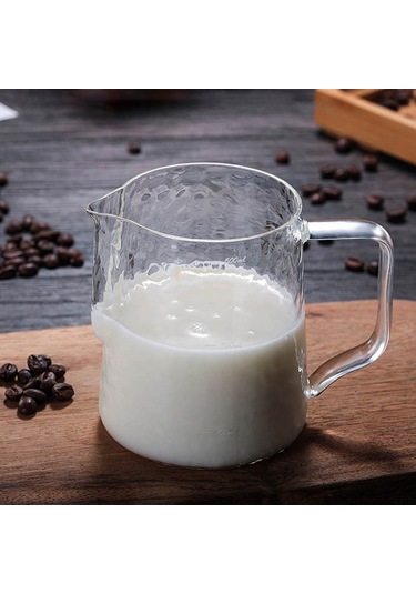 Xiyyadms 500ml/17oz Borosilikat Cam Latte Kahve Köpürtme Kasesi, Ölçü İzli, Cam Veya Ahşap Kollü Süt Köpürücü Diğer